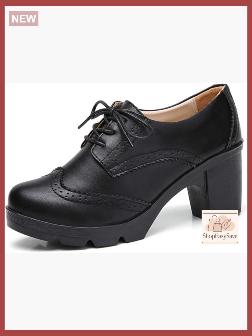 Lace Up Chunky Heel Square Toe Oxfords Retro Platform Dress Shoes for Women